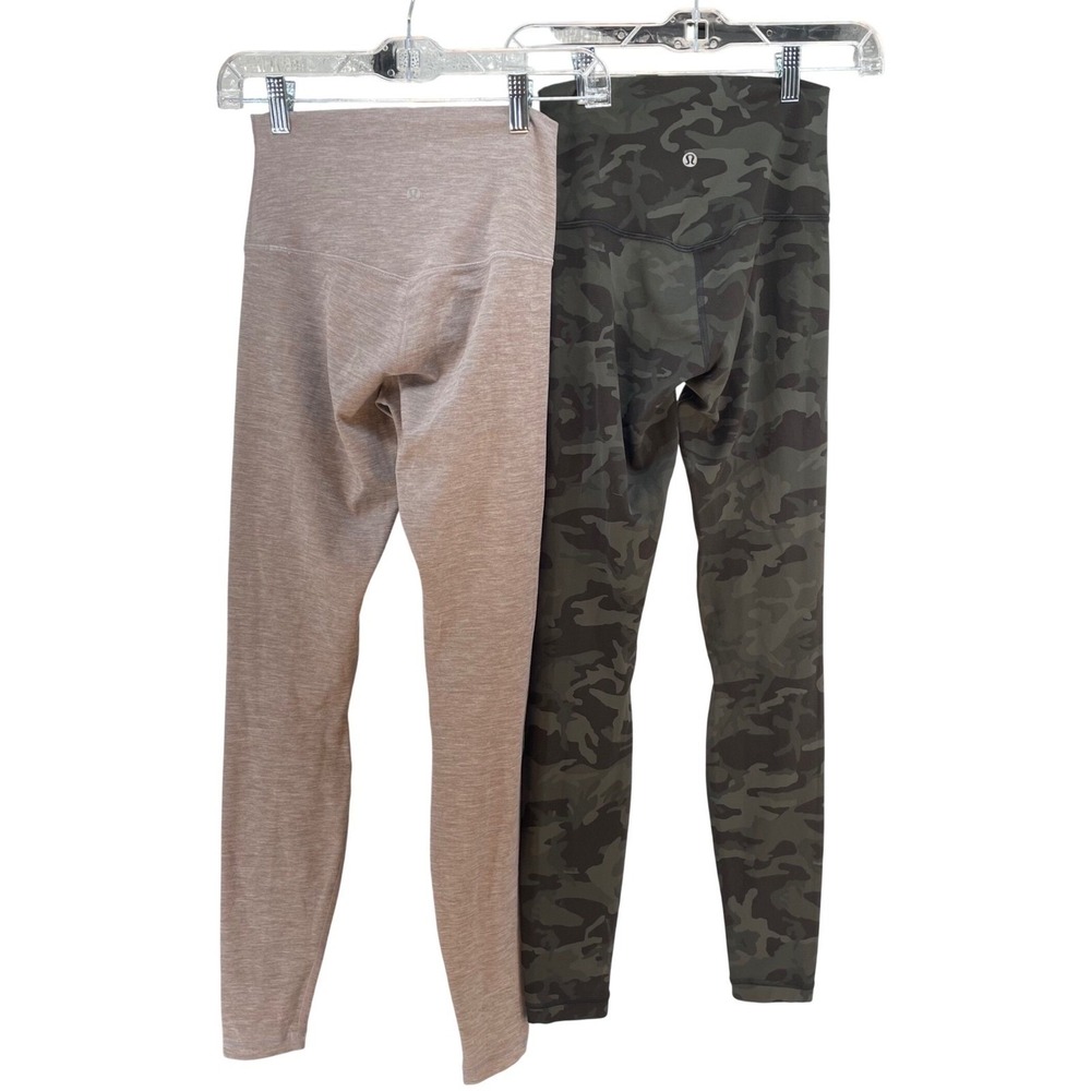 lululemon Wunder Under Leggings Lot of 2 Size 4‎ High Rise Taupe Camo Yoga 28 In